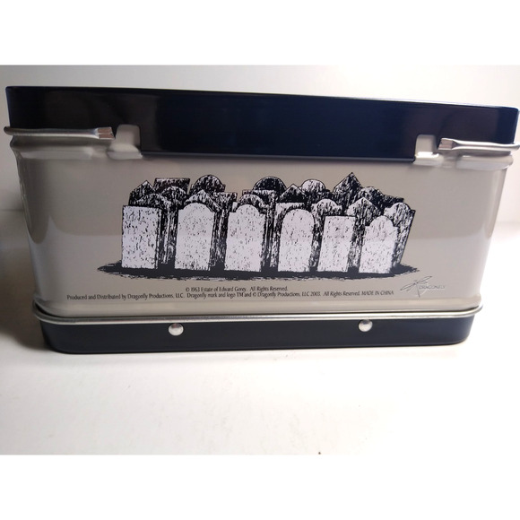 The Gashlycrumb Tinies Edward Gorey Goth Grey Metal Lunchbox Tin 2003 Halloween - Picture 7 of 9